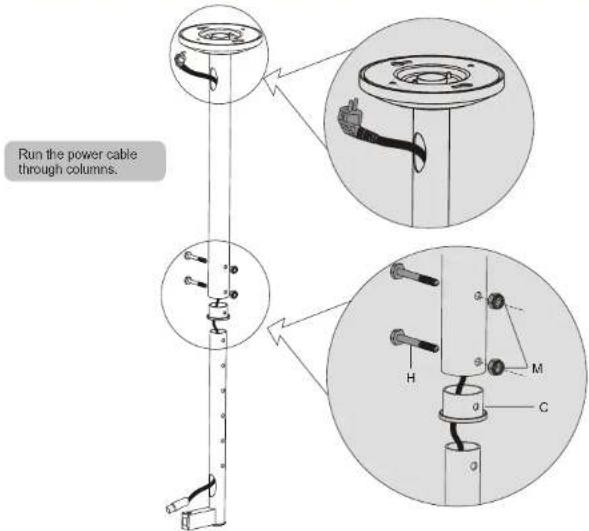Run the power cable through columns.
