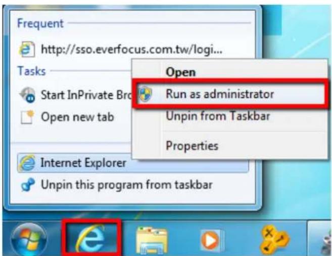 Frequent http://sso.everfocus.com.tw/logi... Open Run as administrator Unpin from Taskbar Properties Start InPrivate Bro Open new tab Internet Explorer Unpin this program from taskbar