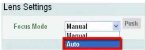 Lens Settings Focus Mode Manual Push Manual Auto