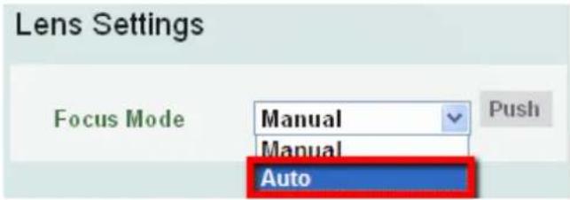 Lens Settings Focus Mode Manual Push Manual Auto