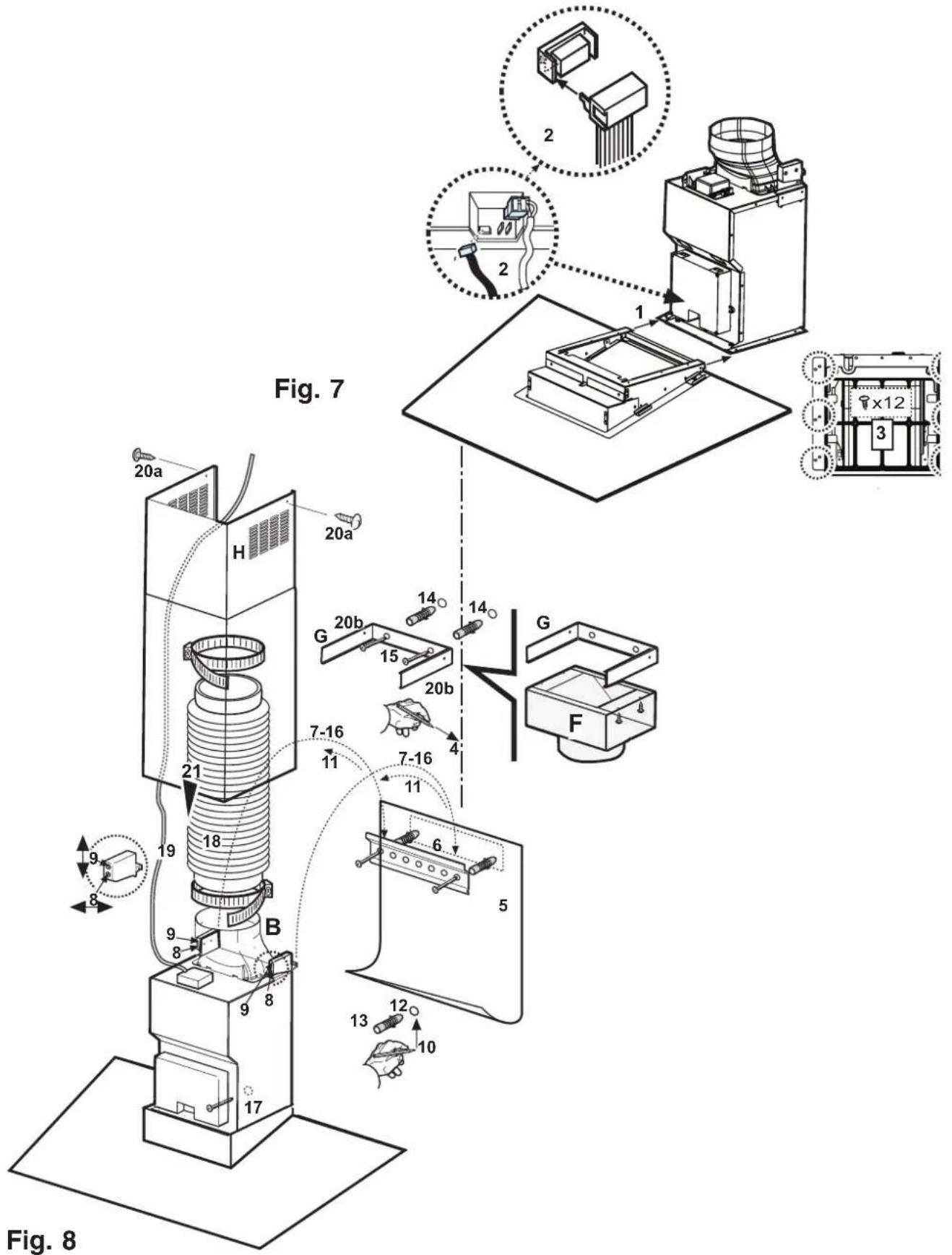 ZANUSSI Zhc 955x - Wall unit mounting - Fig. 7-8-9 - 1