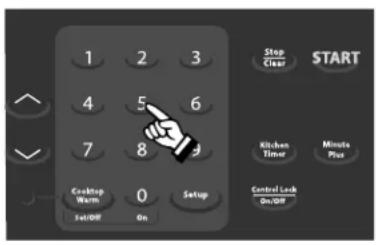 1 2 3 4 5 6 7 8 9 Koptop Warm 0 Setup Set/OFF On Stop Clear START Kitchen Timer Minutes Plus Control Lock On/OFF