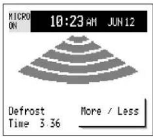 MICRO ON 10:23 AM JUN 12 Defrost More / Less Time 3.36