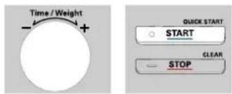 Time / Weight QUICK START ○ START CLEAR — STOP