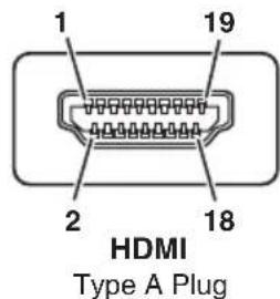 1 19 2 18 HDMI Type A Plug