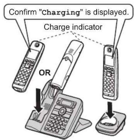 Confirm "Charging" is displayed. Charge indicator OR