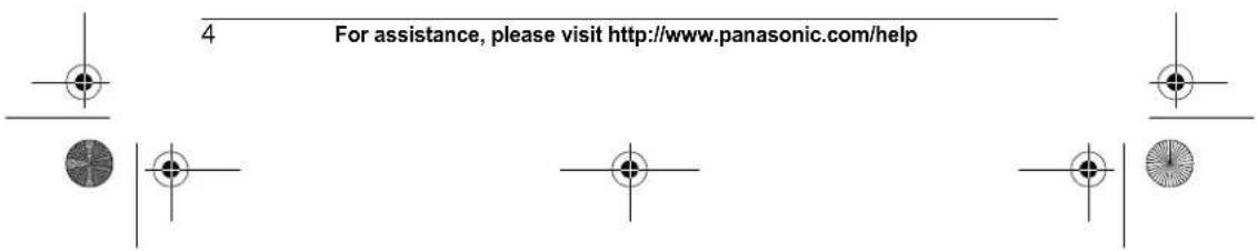 4 For assistance, please visit http://www.panasonic.com/help