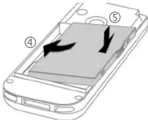 Diagram of a smartphone showing internal components with numbered labels (④, ⑤) and directional arrows indicating movement or flow.