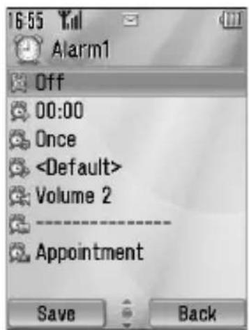 PANASONIC EB-MX7 - Main menu > Tools > Alarms - 1