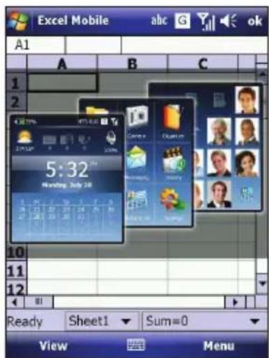 Excel Mobile abc ok A1 A B C 1 2 5:32 Monday July 28 Ready Sheet1 Sum=0 View Menu