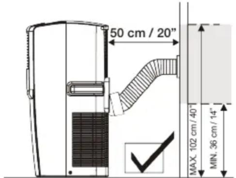 50 cm / 20" MAX. 102 cm / 40" MIN. 36 cm / 14"