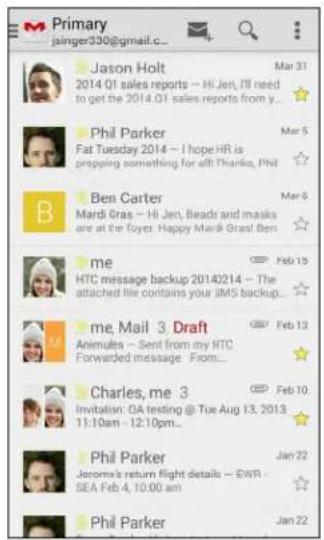 Primary jsinger330@gmail.c... Jason Holt 2014 Q1 sales reports - Hi Jen, I'll need to get the 2014 Q1 sales reports from y... Phil Parker Fat Tuesday 2014 - I hope HR is prapping something for all Thanks, Phil B Ben Carter Mardi Gras - Hi Jen, Beads and masks are at the Toyer. Happy Mardi Grant Ben me HTC message backup 2014Q214 - The attached file contains your iMS backup... me, Mail 3 Draft Animals - Sent from my HTC Forwarded message From... Charles, me 3 Invitation: QA testing @ Tue Aug 13, 2013 11:10am - 12:10pm... Phil Parker Jerome's return flight details - EWR - SEA Feb 4, 10:00 am Phil Parker Jan 22
