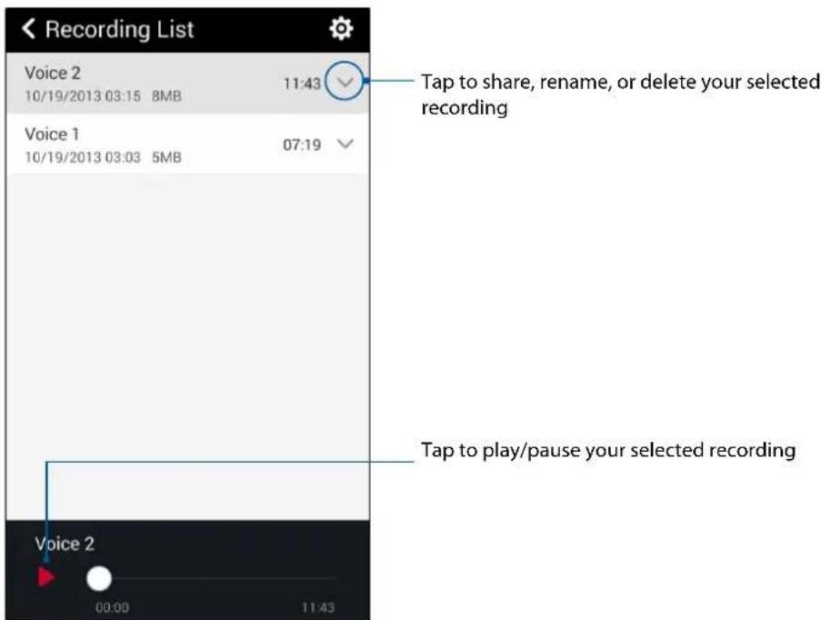 ASUS ZenFone C - Recording List - 1