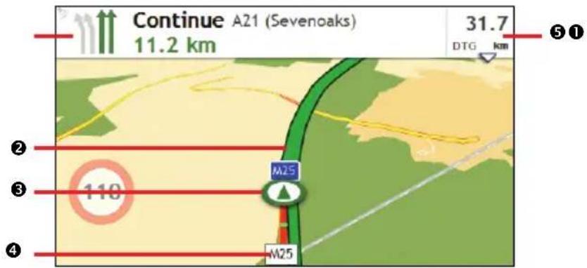 Continue A21 (Sevenoaks) 11.2 km 31.7 DTG km ⑤① ② ③ 110 M25 M25