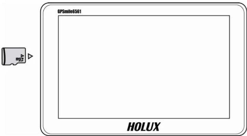 HOLUX GPSmile 6561 - Inserting a SD/MMC Card - 1