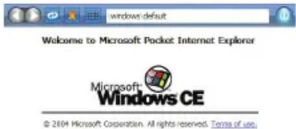 Windows default Welcome to Microsoft Packet Internet Explorer Microsoft Windows CE © 2004 Microsoft Corporation. All rights reserved. Terms of use.