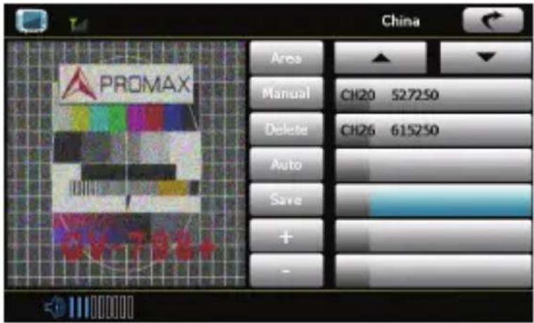 Promax Area Manual CH20 527250 Delete CH26 615250 Auto Save + - China