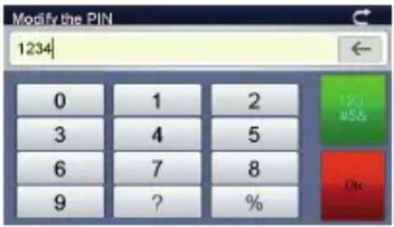 Modify the PIN 1234| 0 1 2 3 4 5 6 7 8 9 ? % 12# #S& Ote