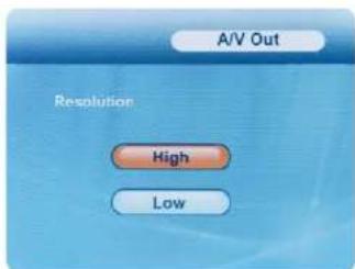 A/V Out Resolution High Low