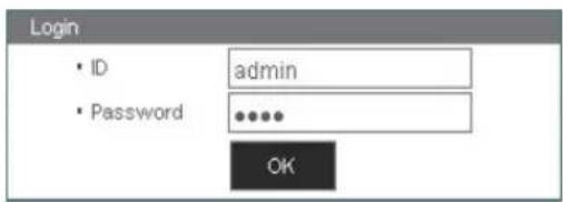 Login • ID admin • Password ••••• OK