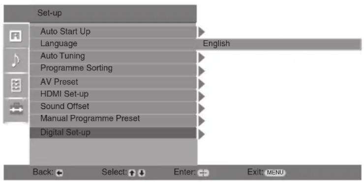 SONY Bravia KDL-20B4030E - Digital Set-up menu DVB - 1