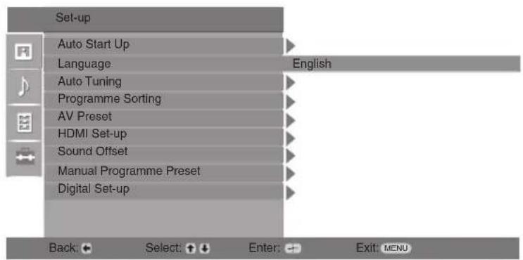 SONY Bravia KDL-20B4030E - Set-up menu - 1