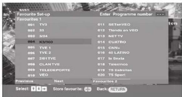 SONY Bravia KDL-20B4030E - Using the Digital Favourite list DV3 - 1