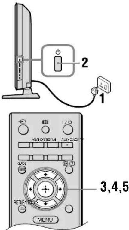 SONY Bravia KDL-37P5600K - 6: Selecting the language, country/region and location - 1