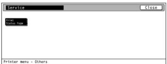 Service Close Print Status Page Printer menu - Others