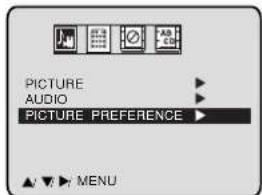 PICTURE AUDIO PICTURE PREFERENCE MENU