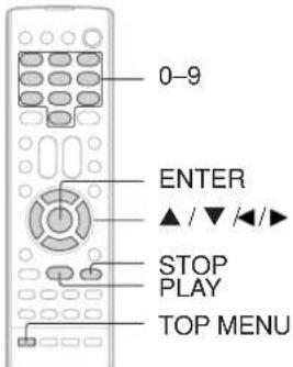 0-9 ENTER ▲ / ▼ /▲/► STOP PLAY TOP MENU