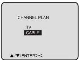 CHANNEL PLAN TV CABLE ▲/▼/ENTER>