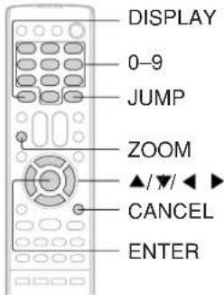 DISPLAY 0-9 JUMP ZOOM ▲/▼/◄► CANCEL ENTER