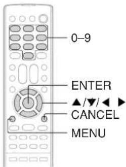 0-9 ENTER ▲/▼/▲▶ CANCEL MENU