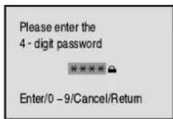 Please enter the 4 - digit password ****** Enter/0 -9/Cancel/Return