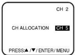 CH 2 CH ALLOCATION CH 5 PRESS▲ /▼/ ENTER/MENU