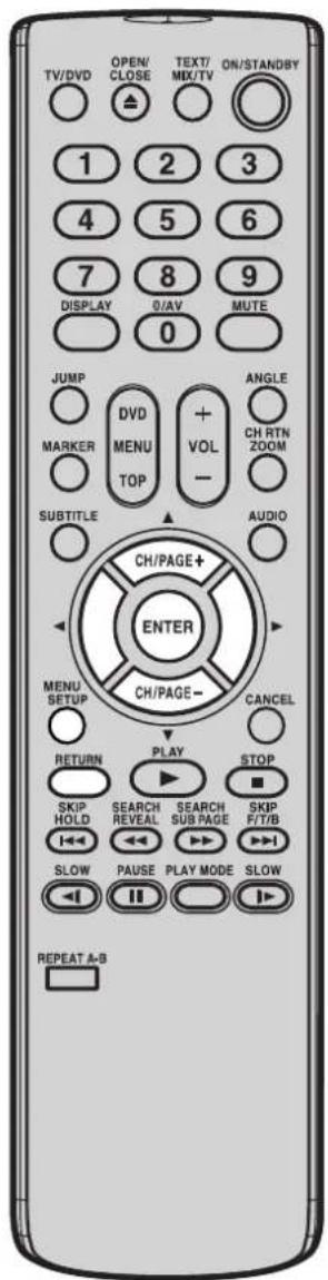 TV/DVD OPEN/ CLOSE TEXT/ MIX/TV ON/STANDBY 1 2 3 4 5 6 7 8 9 DISPLAY 0/AV MUTE 0 JUMP DVDMENU VOL- ANGLE CH RTN ZOOM MARKER TOP SUBTITLE AUDIO CH/PAGE+ ENTER MENU SETUP CH/PAGE- CANCEL RETURN PLAY STOP SKIP HOLD SEARCH REVEAL SEARCH SUB PAGE SKIP F/T/B I←←←←→→→→→→→→→→→→→→→→→→→→→→→→→→→→→→→→→→→→→→→→→→→→→→→→→→→→→→→→→→→→→→→→→→→→→→→→→→→→→→→→→→→→→→→→→→→→→→→→→→→→ SLOW PAUSE PLAY MODE SLOW REPEAT A-B