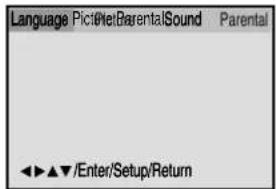 Language PictureParentalSound Parental ◀►▲▼/Enter/Setup/Return