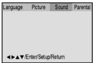 Language Picture Sound Parental ◀▶▲▼/Enter/Setup/Return