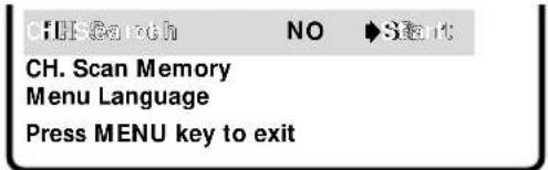 CH. Scan Memory Menu Language Press MENU key to exit