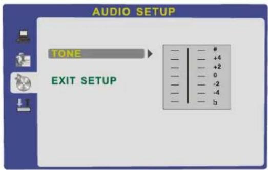 AUDIO SETUP TONE EXIT SETUP — | — # — | — +4 — | — +2 — | — 0 — | — -2 — | — -4 — | — b