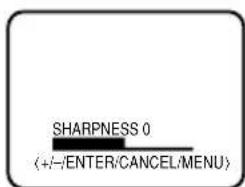 SHARPNESS 0 (+/-/ENTER/CANCEL/MENU)