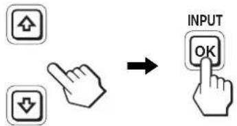 graph LR A["Hand cursor icon"] --> B["Arrow pointing to button labeled 'OK'"] C["Hand cursor icon"] --> B