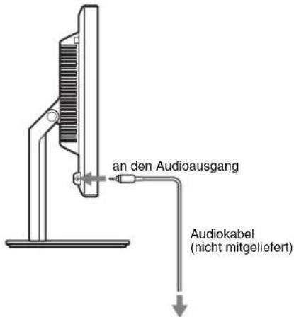 an den Audioausgang Audiokabel (nicht mitgeliefert)
