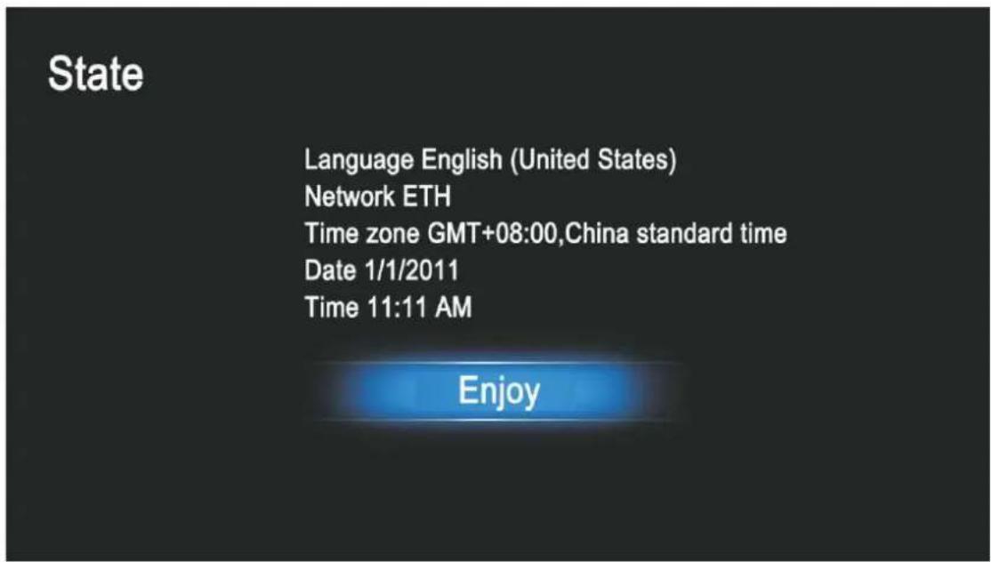 State Language English (United States) Network ETH Time zone GMT+08:00,China standard time Date 1/1/2011 Time 11:11 AM Enjoy