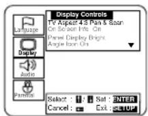 SYLVANIA 6719DB - Press the ▲/▼ buttons to select Display and then press the ENTER button. - 1