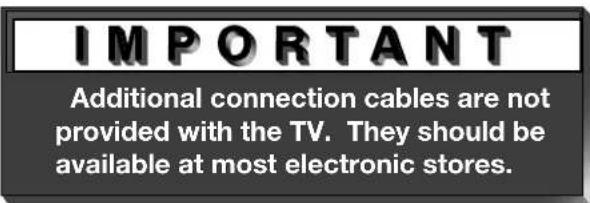 IMPORTANT Additional connection cables are not provided with the TV. They should be available at most electronic stores.