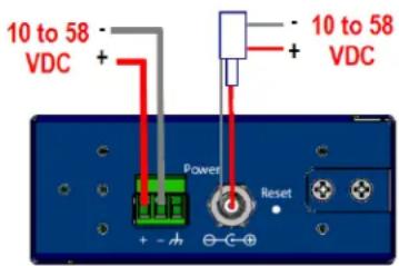 10 to 58 VDC + - Power Reset + - 10 to 58 VDC