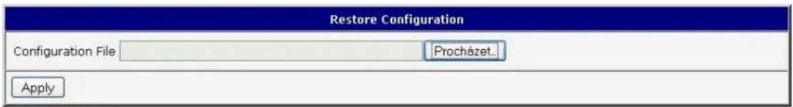 Restore Configuration Configuration File Procházet... Apply