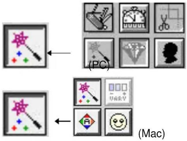 graph TD A["(PC)"] --> B["(Mac)"] B --> C["Color palettes: 🍾, 🍿, 🎩"] C --> D["Face masks: 🍾, 🍿, 🎩"] style A fill:#f9f,stroke:#333 style B fill:#ccf,stroke:#333